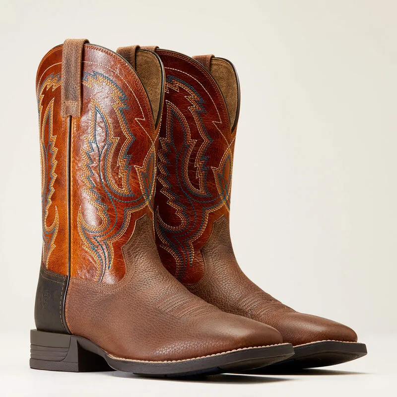 ARIAT MENS STEADFAST WESTERN BOOTS | Western Brown / Fall Orange