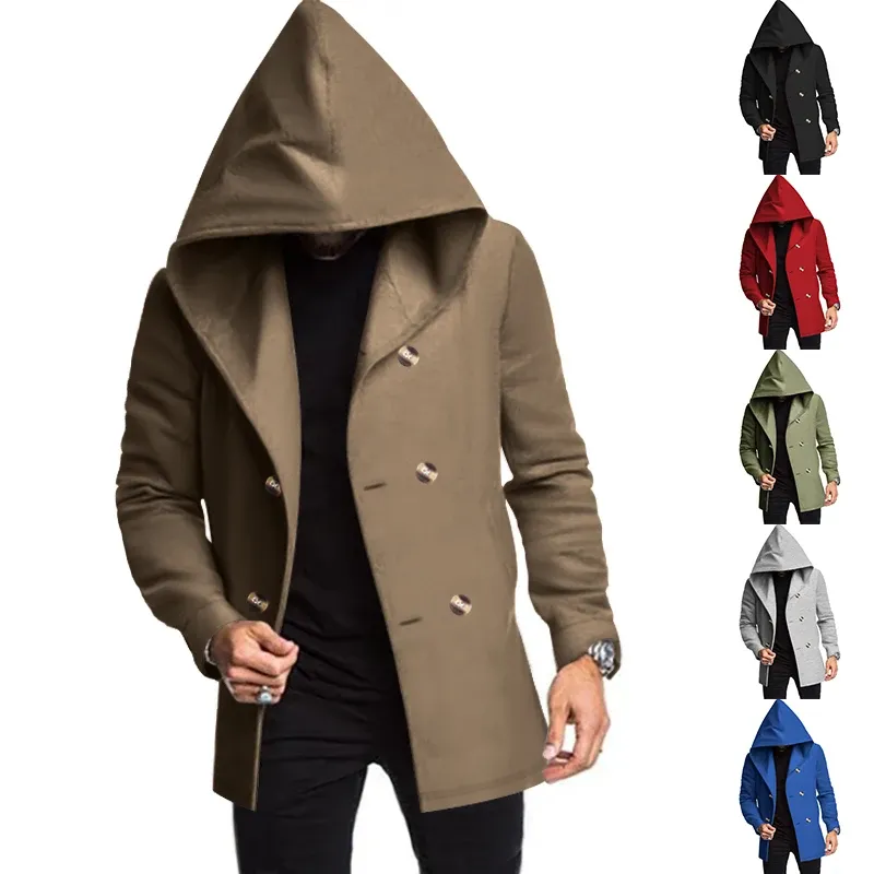 Narviky - Dubbel Geknoopte Heren Mantel - Casual Slim Fit Jas met Capuchon